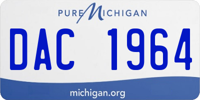 MI license plate DAC1964