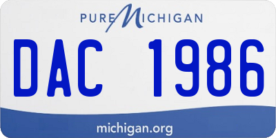 MI license plate DAC1986