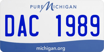 MI license plate DAC1989