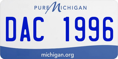 MI license plate DAC1996