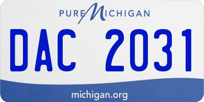 MI license plate DAC2031