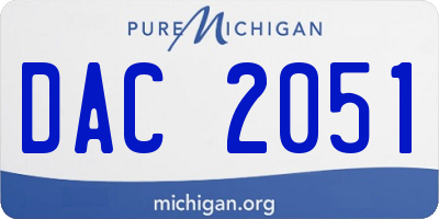 MI license plate DAC2051