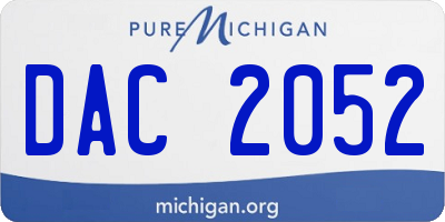 MI license plate DAC2052