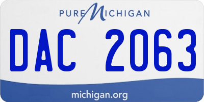 MI license plate DAC2063