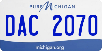 MI license plate DAC2070