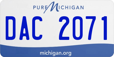 MI license plate DAC2071