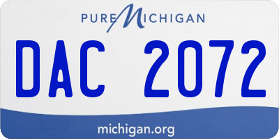 MI license plate DAC2072