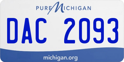 MI license plate DAC2093