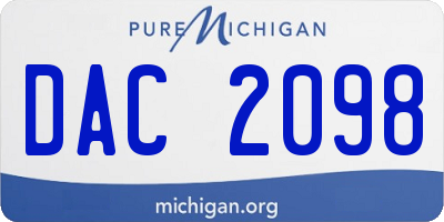 MI license plate DAC2098