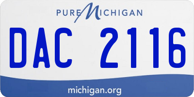 MI license plate DAC2116