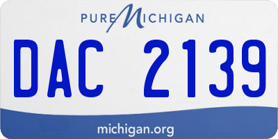 MI license plate DAC2139