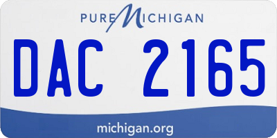 MI license plate DAC2165