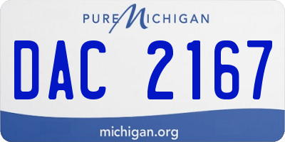 MI license plate DAC2167