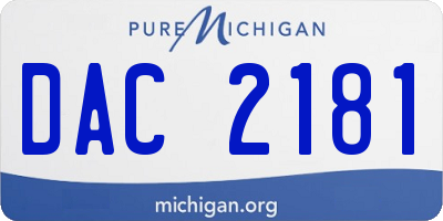 MI license plate DAC2181