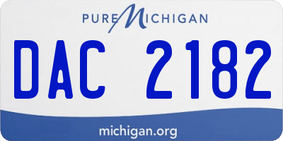 MI license plate DAC2182