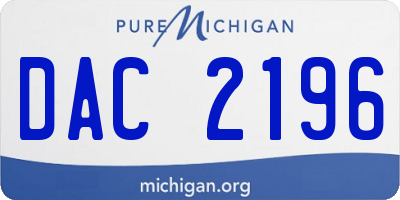 MI license plate DAC2196