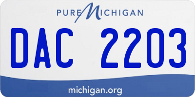 MI license plate DAC2203