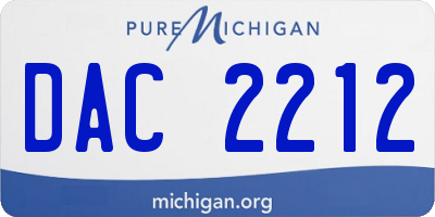 MI license plate DAC2212