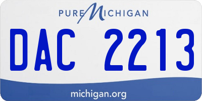 MI license plate DAC2213