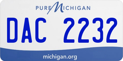 MI license plate DAC2232