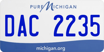 MI license plate DAC2235