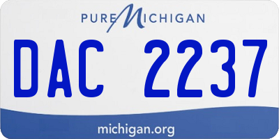 MI license plate DAC2237