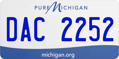 MI license plate DAC2252