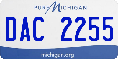 MI license plate DAC2255