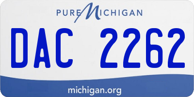 MI license plate DAC2262