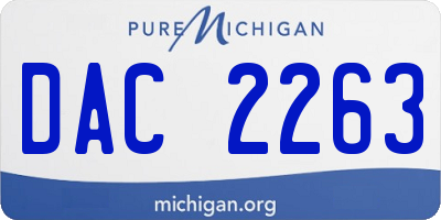 MI license plate DAC2263