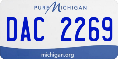 MI license plate DAC2269
