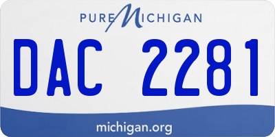 MI license plate DAC2281