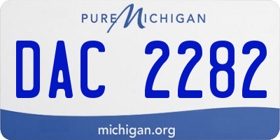 MI license plate DAC2282