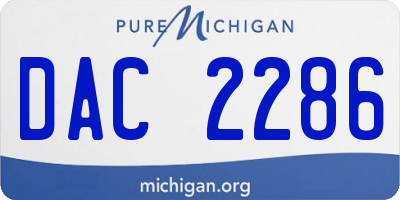 MI license plate DAC2286