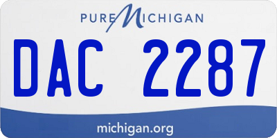 MI license plate DAC2287