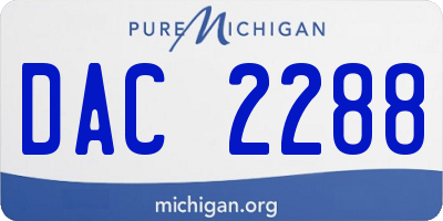 MI license plate DAC2288