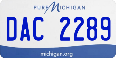 MI license plate DAC2289