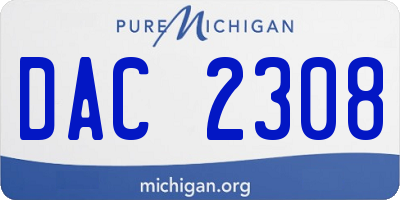 MI license plate DAC2308