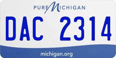 MI license plate DAC2314