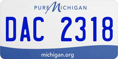 MI license plate DAC2318