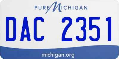 MI license plate DAC2351