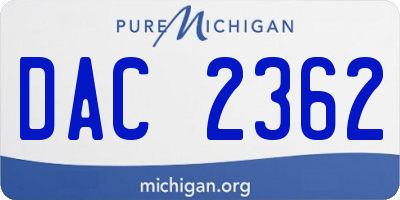 MI license plate DAC2362
