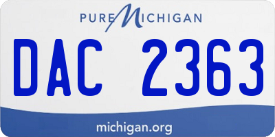 MI license plate DAC2363