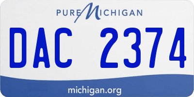 MI license plate DAC2374