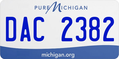 MI license plate DAC2382