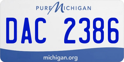 MI license plate DAC2386