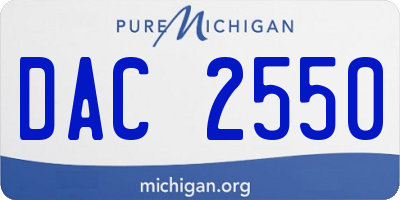 MI license plate DAC2550