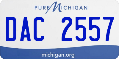 MI license plate DAC2557