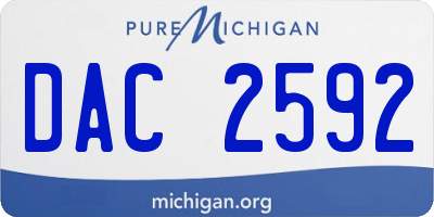 MI license plate DAC2592