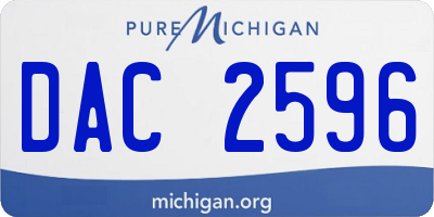 MI license plate DAC2596